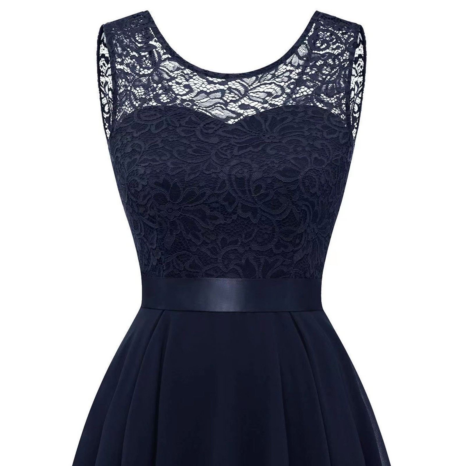 thumbnail image 5 of Vestido de cóctel sin mangas con estampado floral para mujer: elegante vestido de noche de dama de honor con abertura lateral para bodas y fiestas, 5 of 6